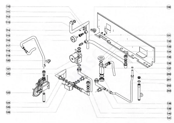 Exploded view Atag Blauwe Engel HR 39: Aansluitdelen