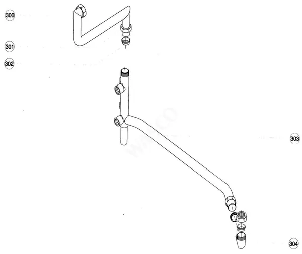 Exploded view Atag Blauwe Engel HR 39 T: Aansluitleiding