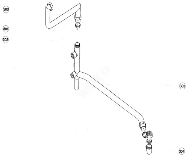 Exploded view Atag Blauwe Engel HR 45 T: Aansluitleiding