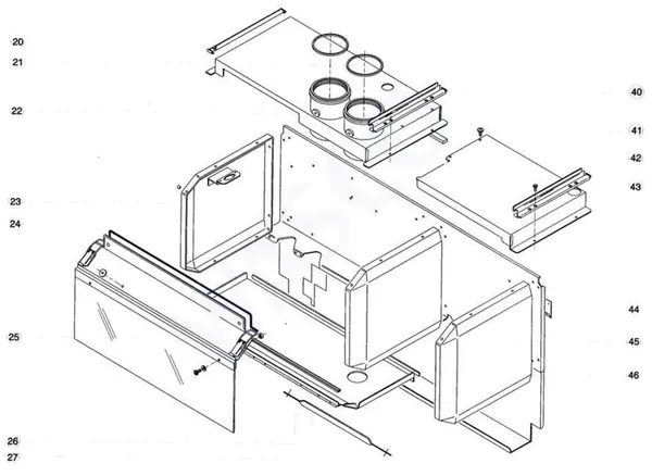 Exploded view Atag Blauwe Engel HR 45 T: Rookgas
