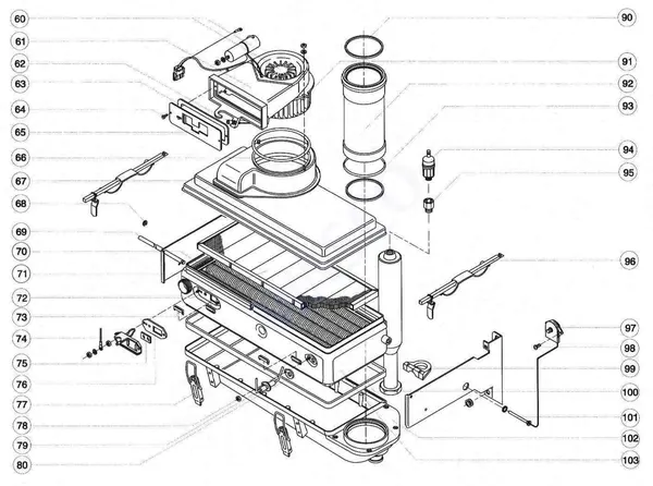 Exploded view Atag Blauwe Engel HR 45 T: Wisselaar