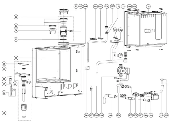 Exploded view Atag Blauwe Engel SHR 15: Achterwand