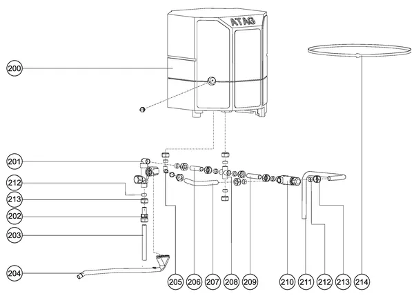 Exploded view Atag Blauwe Engel SHR 35 T: Boiler