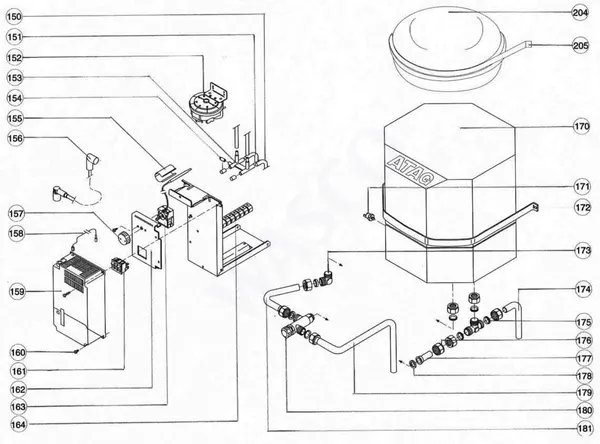 Exploded view Atag Blauwe Engel VR 18: Waterzijdig
