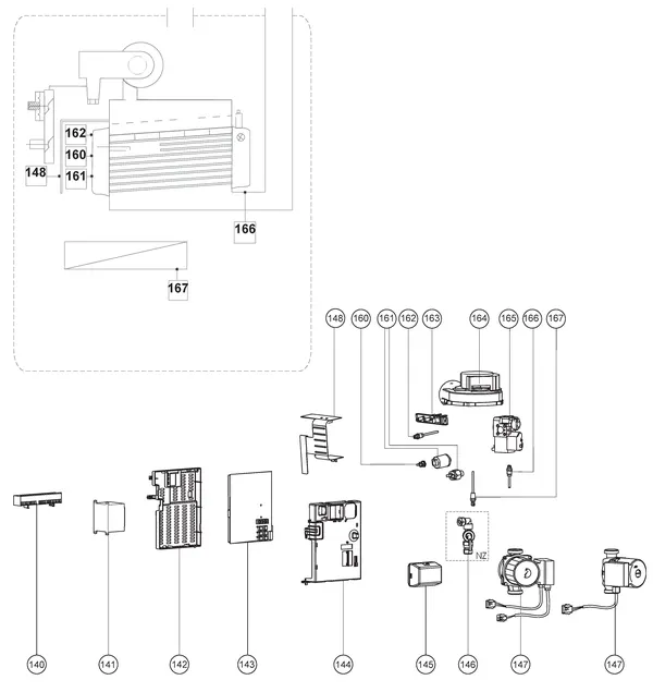 Exploded view Atag Enigma SHR 24T NZ: Waterzijdig