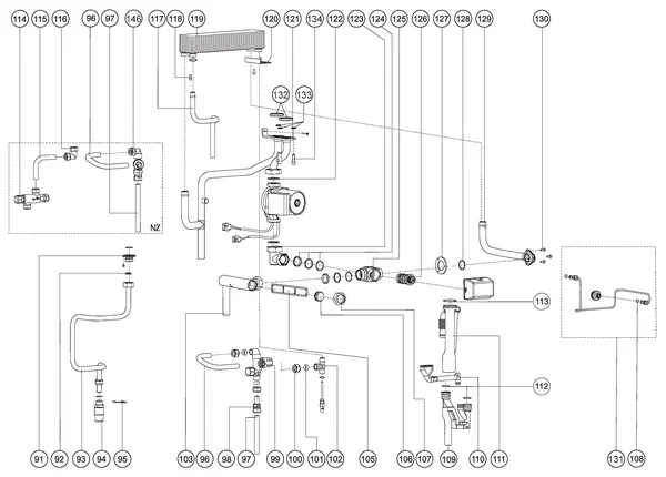 Exploded view Atag Enigma SHR 32T Standard: Waterzijdig