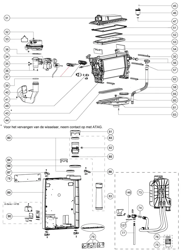 Exploded view Atag E320S | vanaf 8-2009 OSS2: Achterwand wisselaar