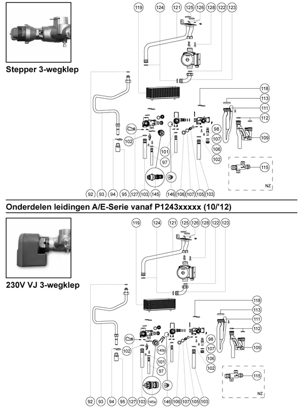 Exploded view Atag E320S | vanaf 8-2009 OSS2: Leidingen