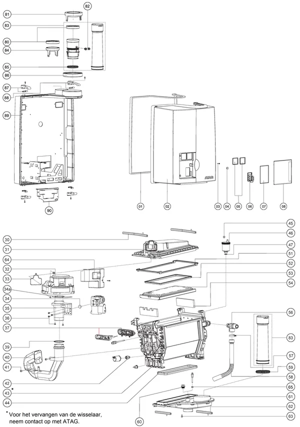 Exploded view Atag E32C | tot 2009 OSS2: Totaaloverzicht