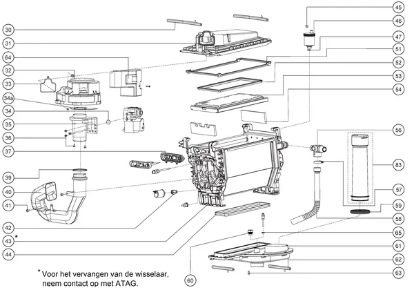 Exploded view Atag Q38SC 200N OSS1: Warmteblok