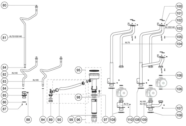 Exploded view Atag XL70 | vanaf 2012 OSS4: Leidingen