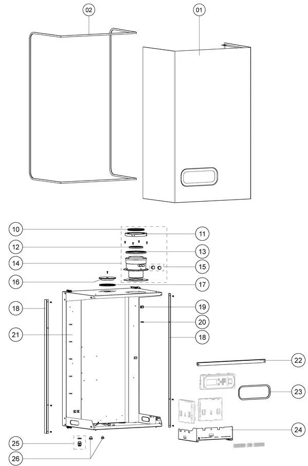 Exploded view Atag XL70 | vanaf 2012 OSS4: Mantel