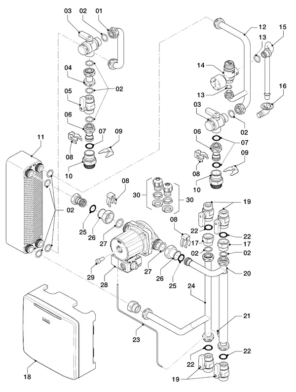Exploded view AWB GeniaCompact module: Totaaloverzicht