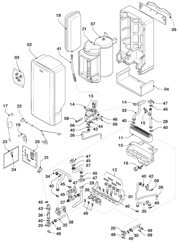 Exploded view AWB GeniaUniversal: Totaaloverzicht