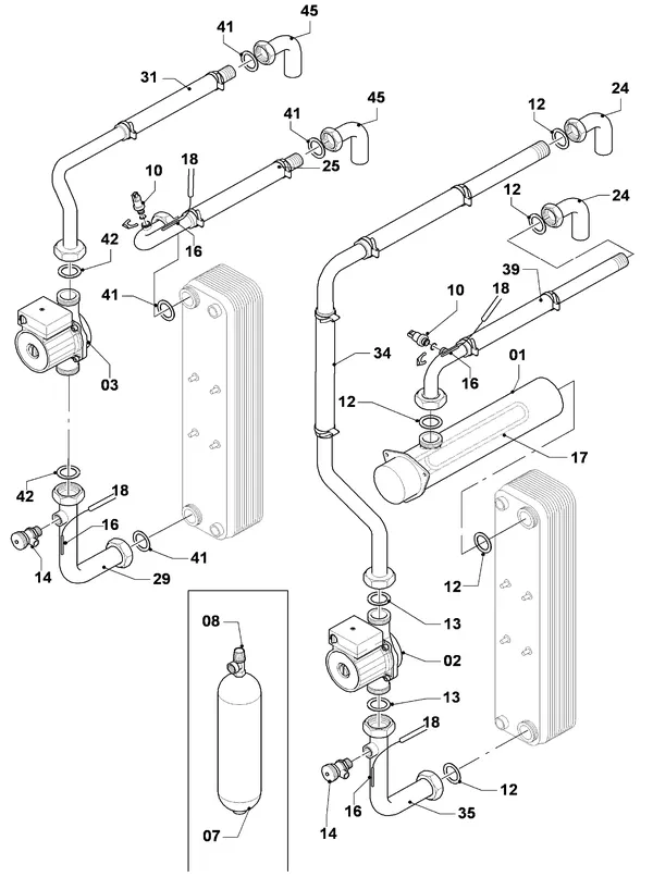 Exploded view AWB MagnaGeo 10 BPT HPS 100-2: Hydraulische delen