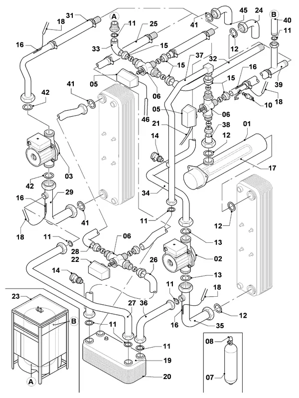 Exploded view AWB MagnaGeo 10 BPT HPS 103-2: Hydraulische delen