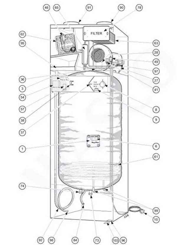 Exploded view Nibe Fighter 100P: Totaaloverzicht