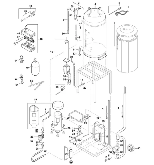 Exploded view Bosch Compress 6000 LWM 10kW: Koelmiddelcircuit