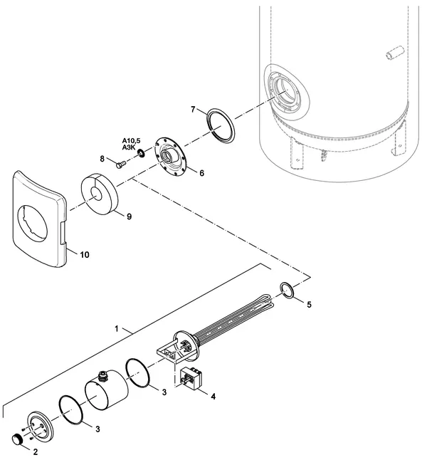 Exploded view Buderus (Bosch) SF400/5: Elektro weerstand