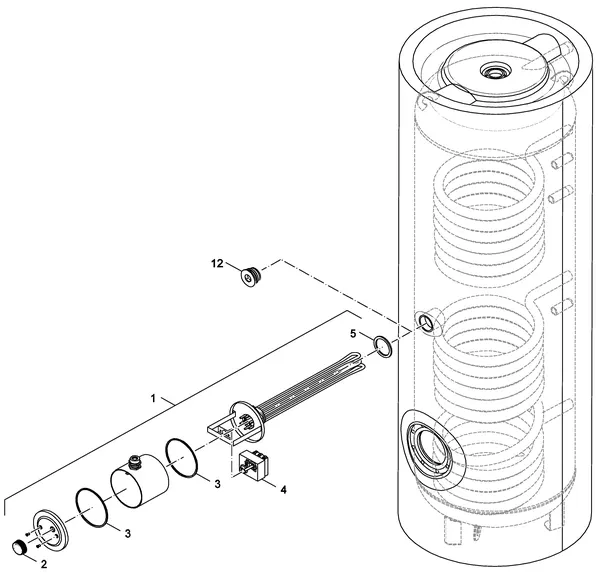 Exploded view Buderus (Bosch) SM400 5EW: Elektro weerstand