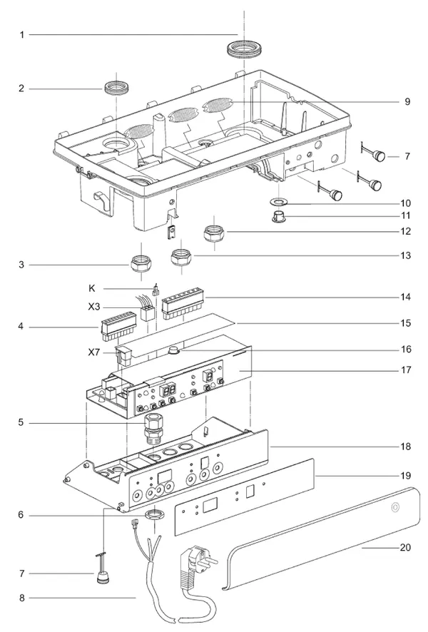 Exploded view Intergas Kombi Kompakt HReco 24 HR: Branderautomaat