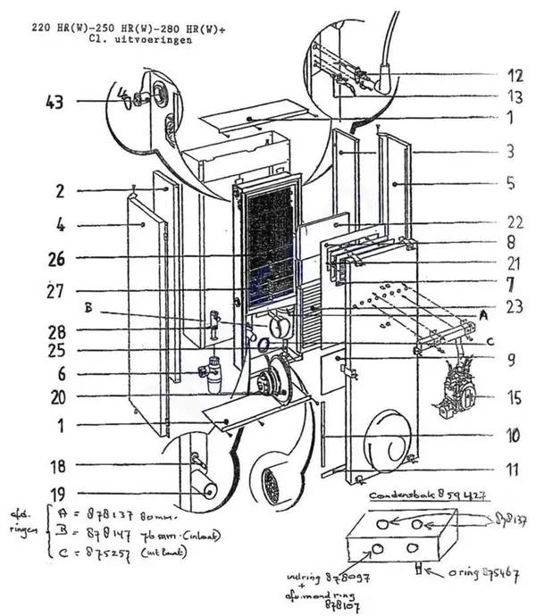 Exploded view Intergas Comfortline 220 HR: Brander gasblok ventilator