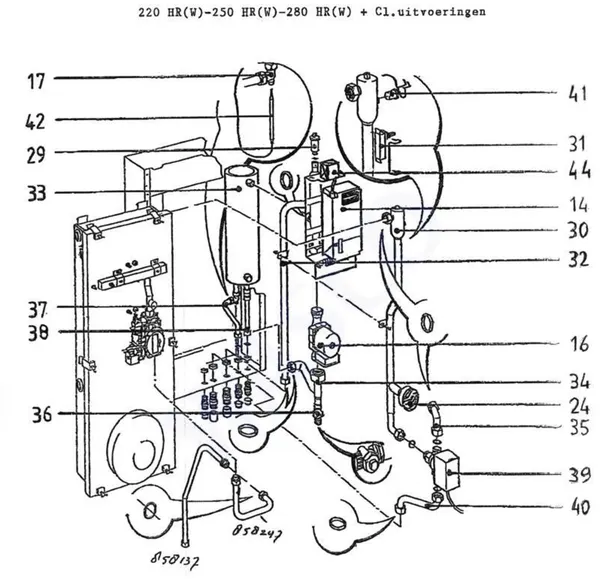 Exploded view Intergas Comfortline 220 HR: Leiding automaat boiler pomp