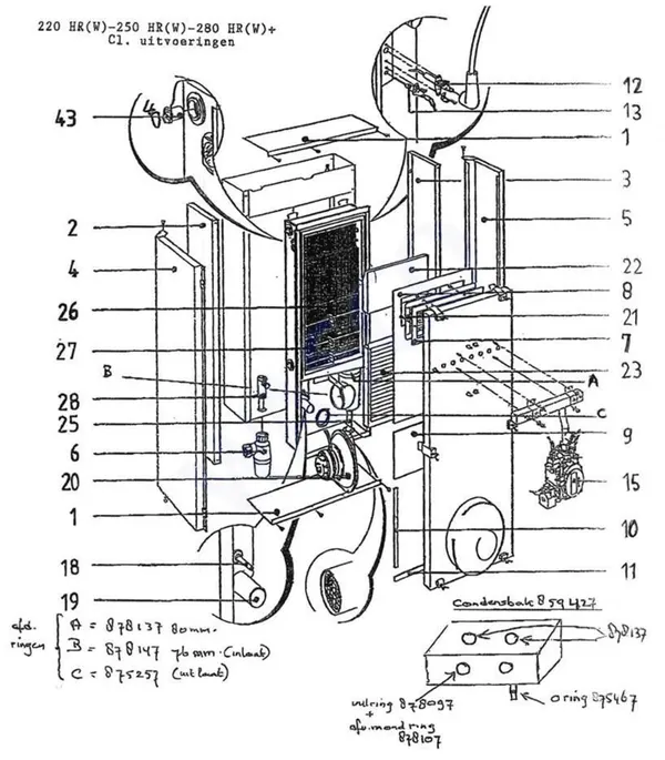 Exploded view Intergas Comfortline 250 HRW: Brander gasblok ventilator