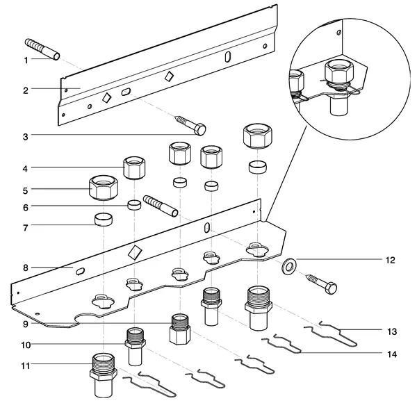 Exploded view Intergas Kombi Kompakt HRE 36/30A: Montagebeugel