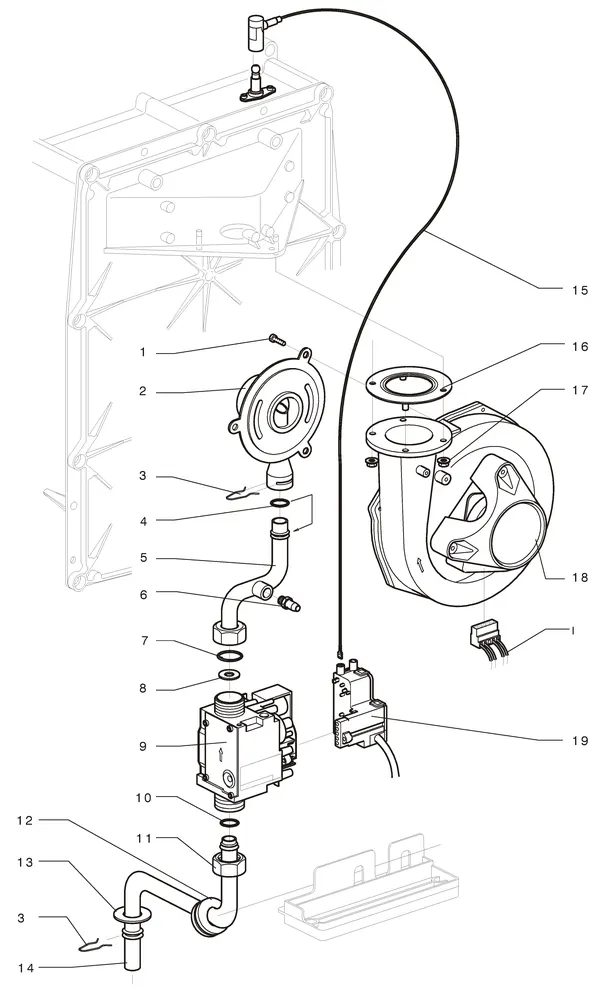 Exploded view Intergas Kombi Kompakt HR 36/30: Gasstraat 1 1 vanaf januari 2006