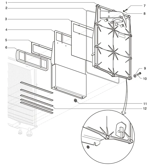 Exploded view Intergas Prestige CW5: Branderunit voorplaat met inbusbout en