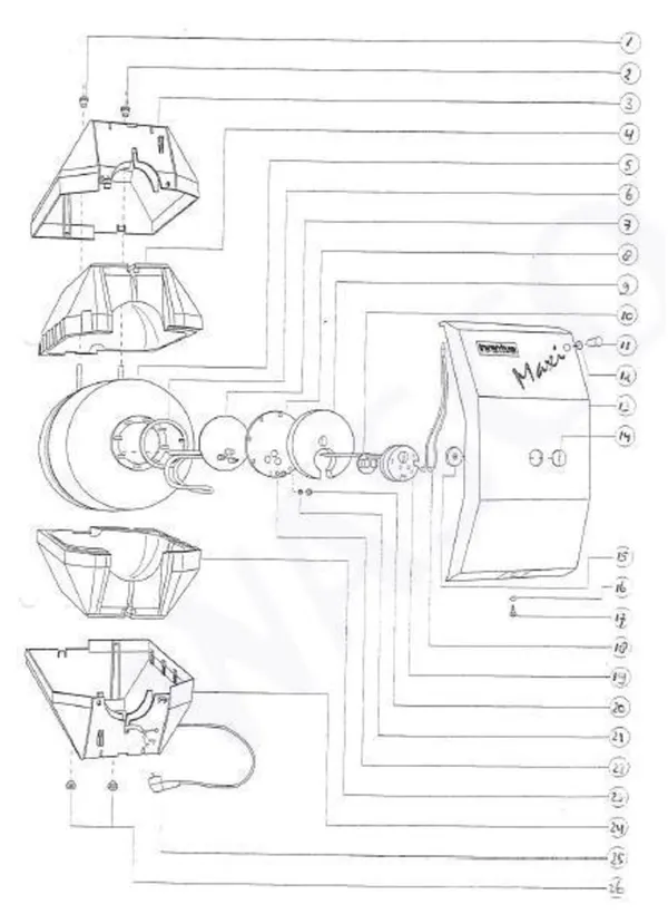Exploded view Inventum Maxi 20: Totaaloverzicht