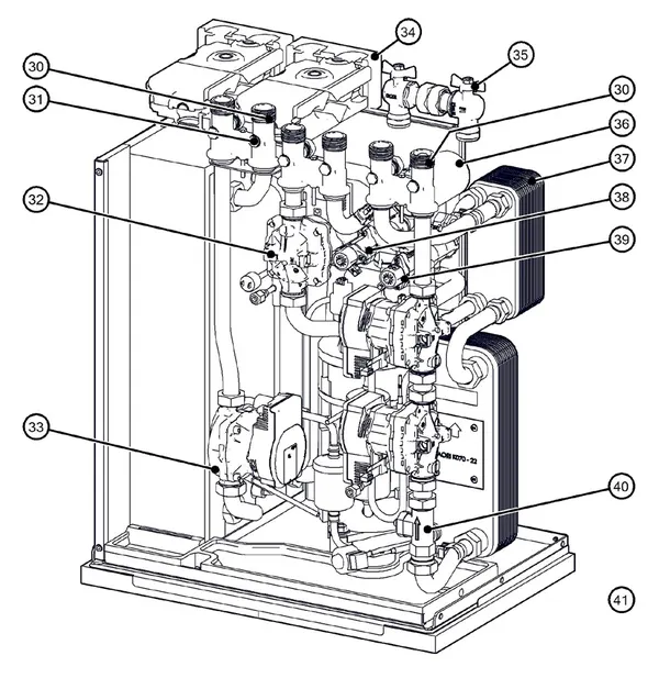 Exploded view Itho Daalderop 5e generatie WPU 18-GE (03-00752): Hydraulisch