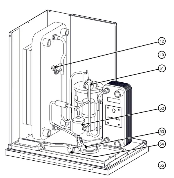 Exploded view Itho Daalderop 5e generatie WPU 18-GE (03-00752): Koelzijdig