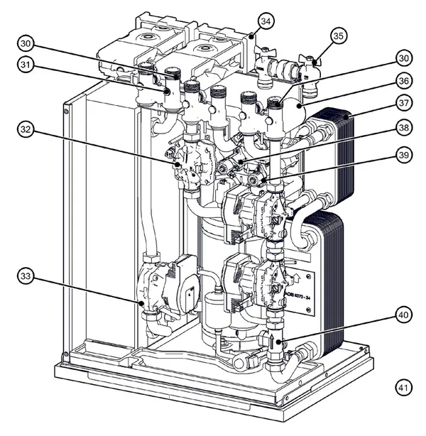 Exploded view Itho Daalderop 5e generatie WPU 25-GE (03-00753): Hydraulisch