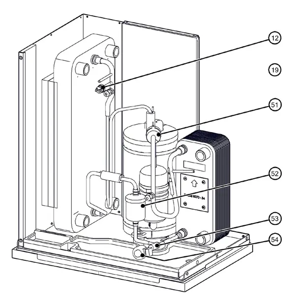 Exploded view Itho Daalderop 5e generatie WPU 25-GE (03-00753): Koelzijdig
