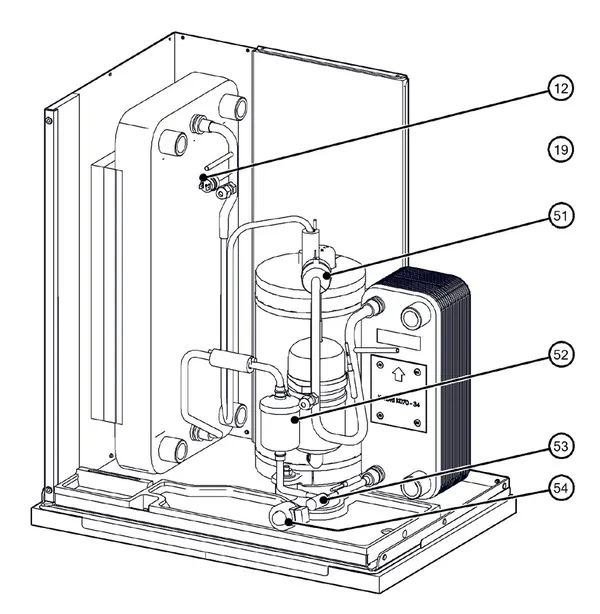 Exploded view Itho Daalderop 5e generatie WPU 35-GE (03-00754): Koelzijdig