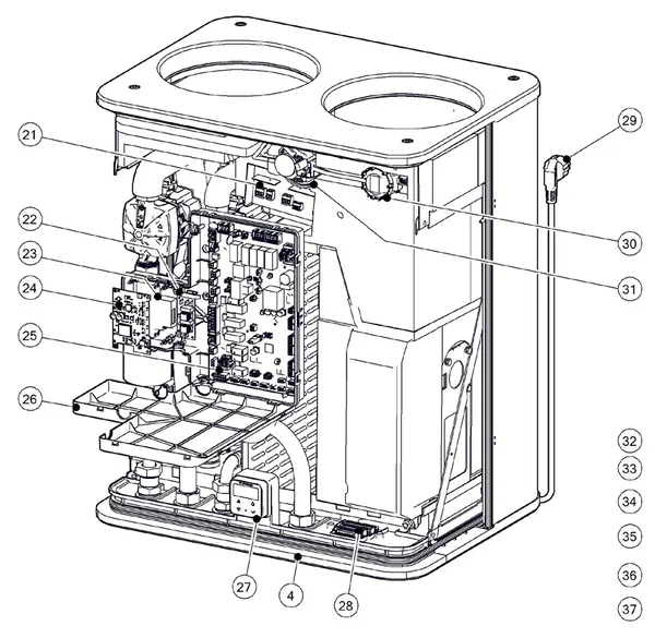Exploded view Itho Daalderop Vincent Combi & Hybride (03-00659 & 03-00660): Elektronica en sensoren