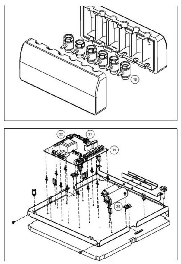 Exploded view Itho Daalderop 3e generatie WPU 3 (545-0050): Waterzijdig elektrisch