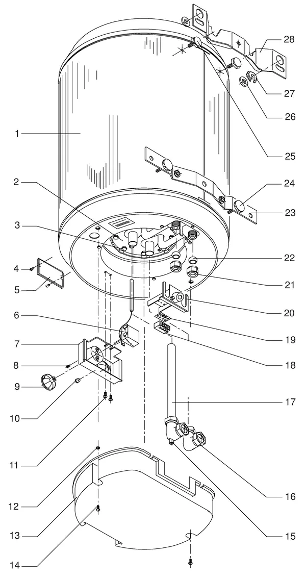 Exploded view Itho Daalderop CV-Plus 120/35 (t/m 1997): Totaaloverzicht