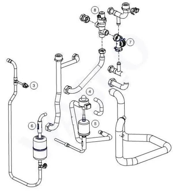 Exploded view Itho Daalderop 3e generatie WPU 55 (545-0060): Koelcircuit