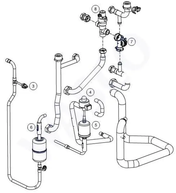 Exploded view Itho Daalderop 3e generatie WPU 65 (545-0061): Koelcircuit