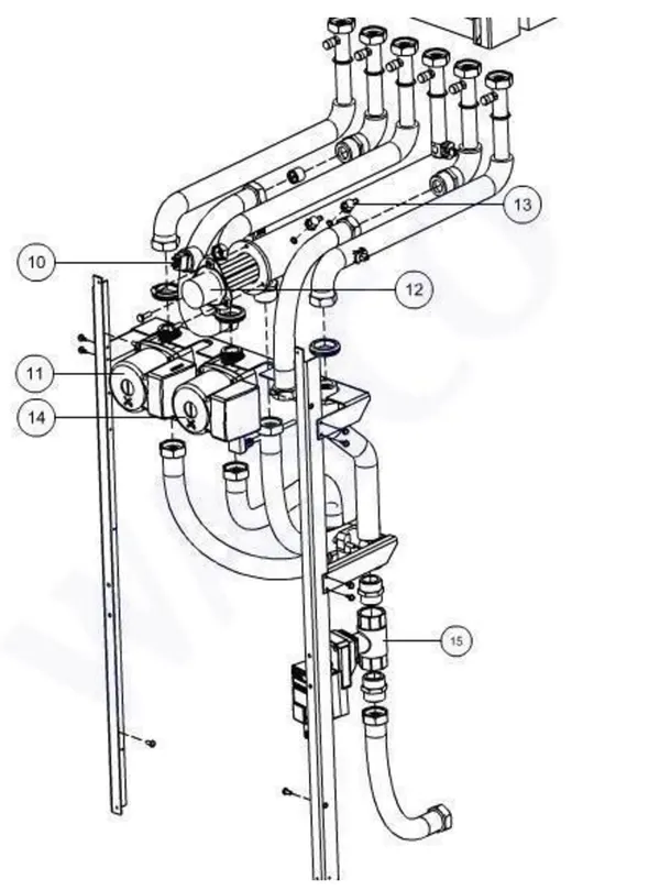 Exploded view Itho Daalderop 3e generatie WPU 65 (545-0061): Pompcircuit