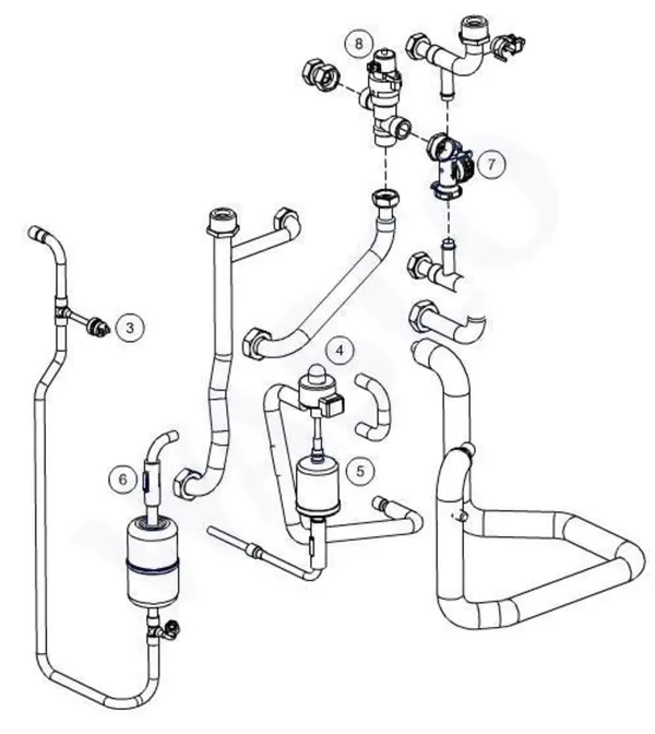 Exploded view Itho Daalderop 3e generatie WPU 75 (545-0062): Koelcircuit