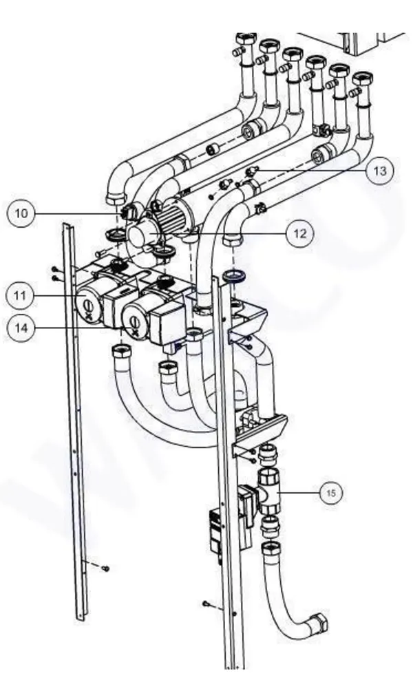 Exploded view Itho Daalderop 3e generatie WPU 75 (545-0062): Pompcircuit