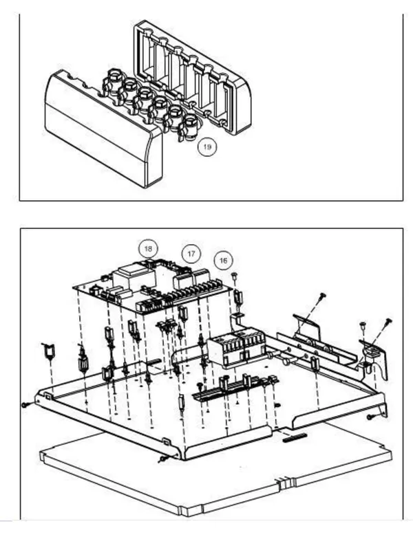 Exploded view Itho Daalderop 3e generatie WPU 75 (545-0062): Waterzijdig elektra