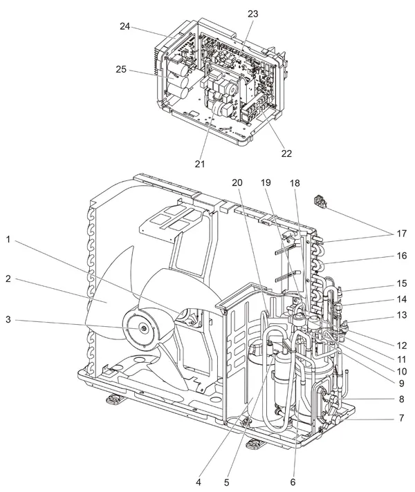 Exploded view Mitsubishi Electric PUHZ-SW40VHA: Totaaloverzicht