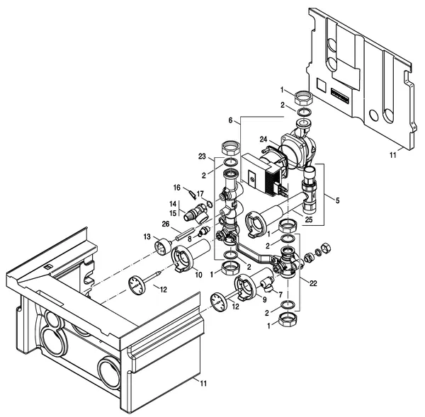 Exploded view Nefit (Bosch) TopLine HR 50 II: Aansluitdelen