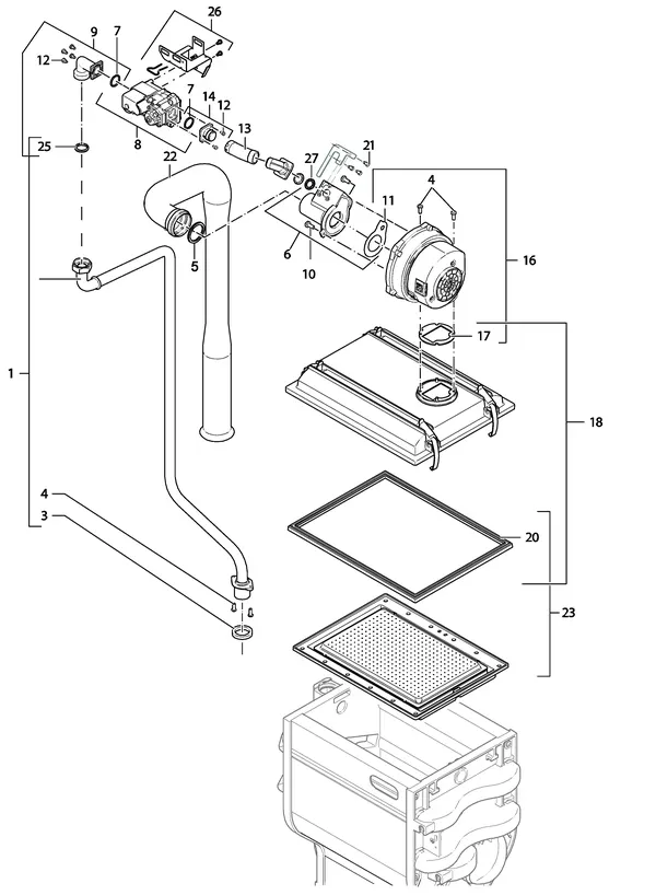 Exploded view Nefit (Bosch) TopLine HR 50 II: Gas ventilator
