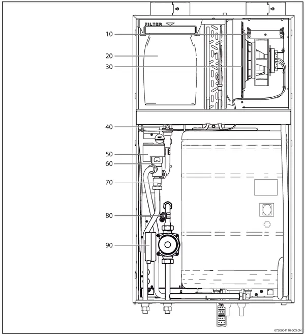 Exploded view Nefit (Bosch) VentiLine VA/W 1.4 C: Interne componenten